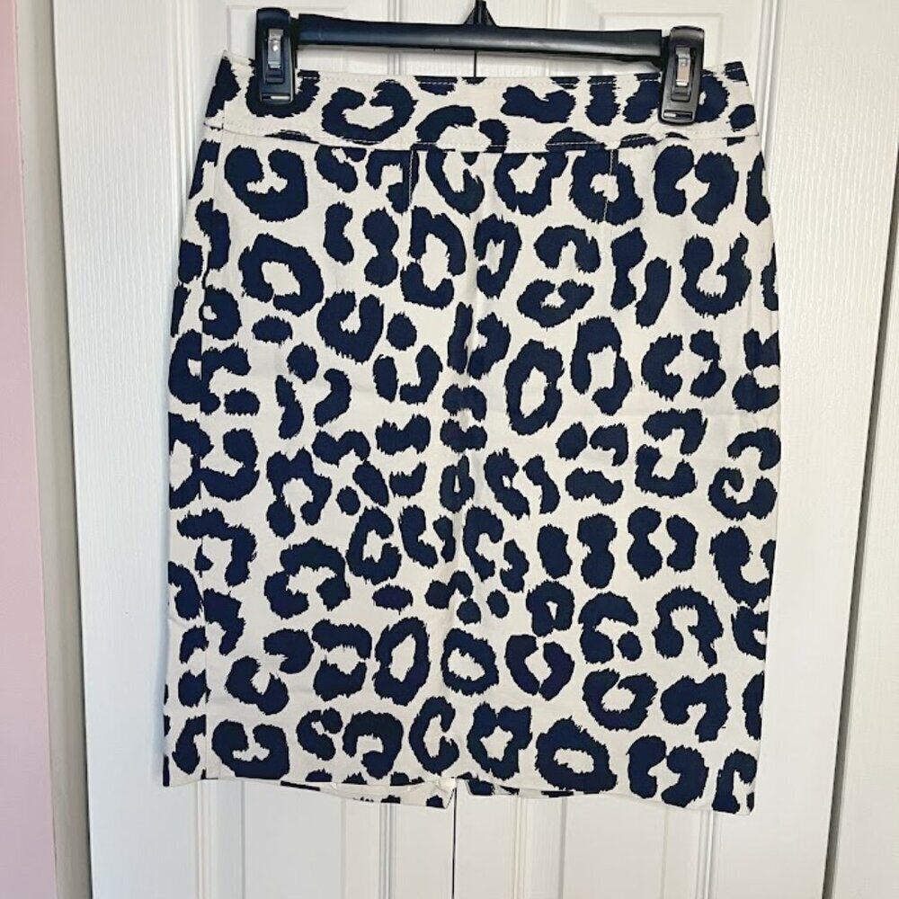 Ann Taylor Loft Silk Cotton Leopard Print Pencil Straight Slim Lined Skirt